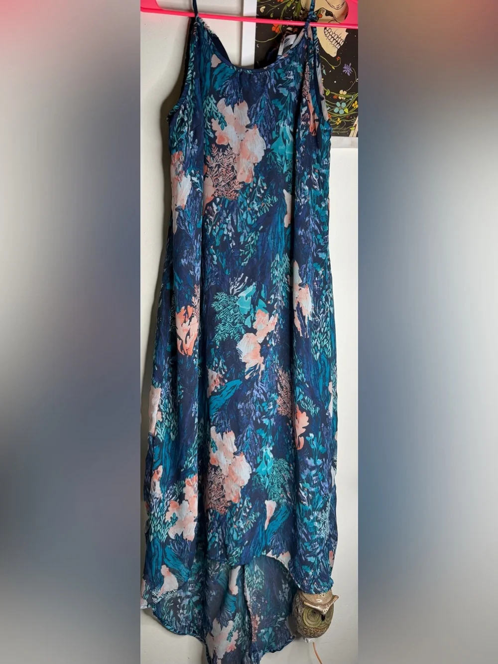 old navy blue floral maxi dress Vintage Old Navy Maxi Dress Size 10 Blue Floral Sleeveless Summer Long Length